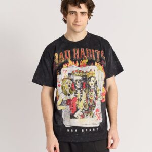 バッド・ハビッツ ウォッシュド 半袖tシャツ ブラック